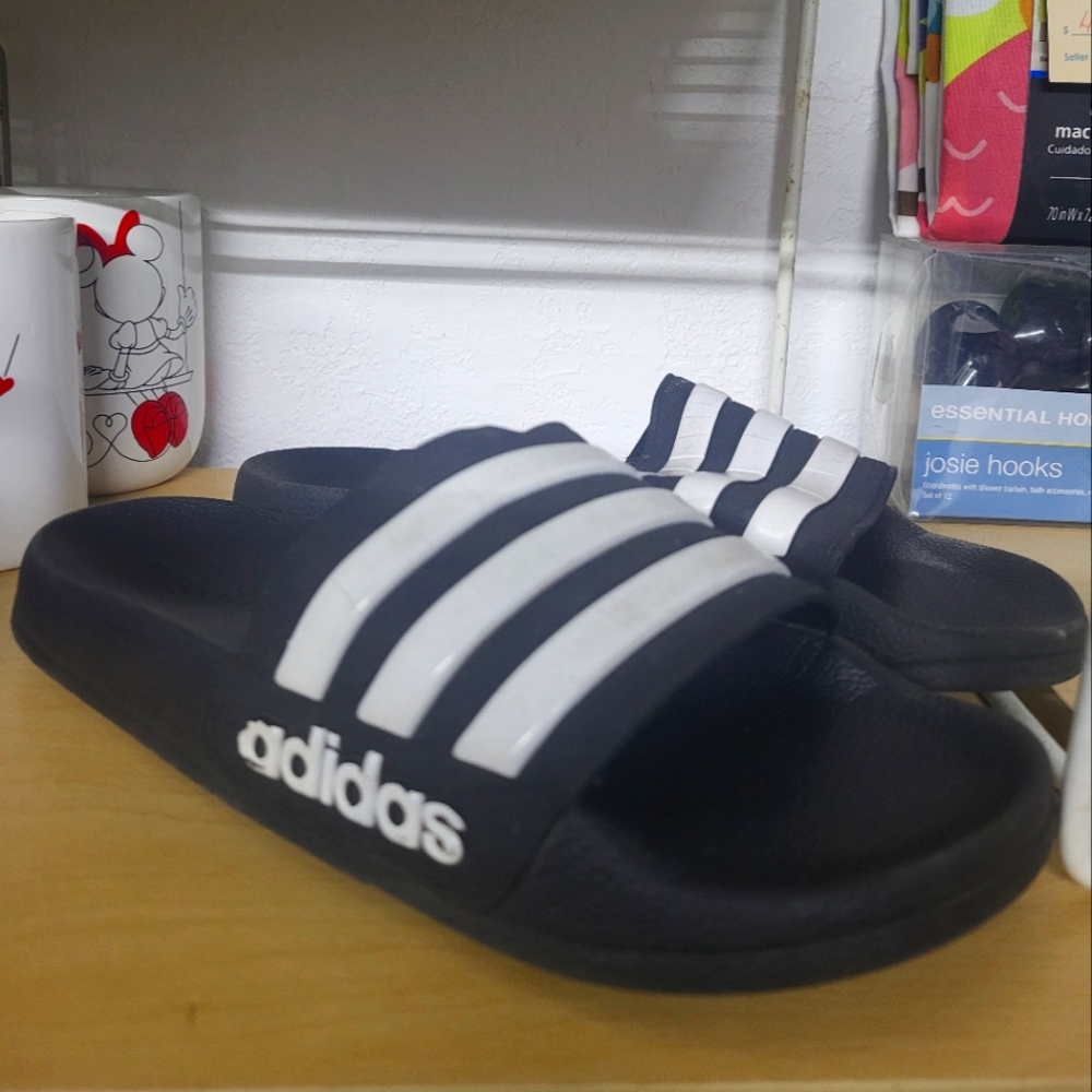 Adidas Size 4 Black and White Slide Sandals